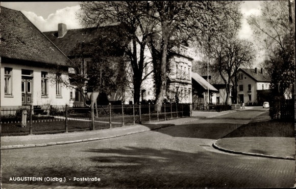Ansichtkaart Augustfehn Apen Ammerland, Poststraße, straatdeel