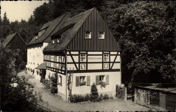 Postcard Bad Schandau Saxon Switzerland, house, forest idyll Liethenmühle