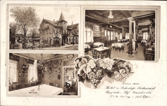 Ak Gaschwitz Markkleeberg in Sachsen, Hotel, Bahnhofs Restaurant Bayrischer Hof