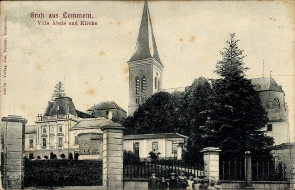 Postcard Kommern Mechernich in the Eifel, Villa Abels and Church