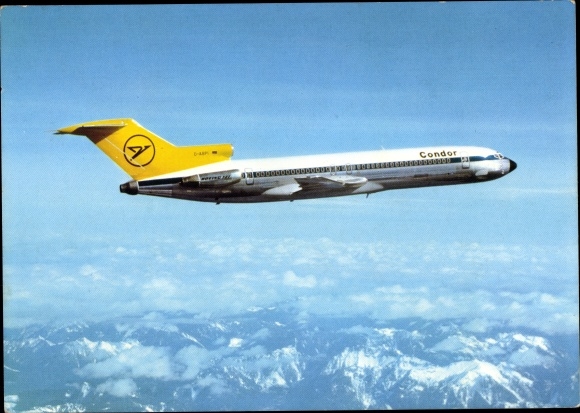 Postcard passenger plane Condor, Boeing 727 230 Europa Jet