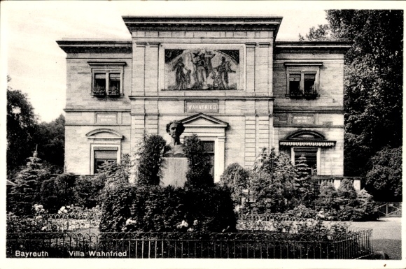 Ak Bayreuth in Opper-Franken, Villa Wahnfried, prachtige architectuur, tuin, decoratieve fresco