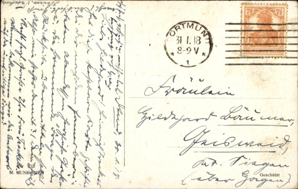 Artist Postcard How will we set up, lovers at the desk, man writing a letter