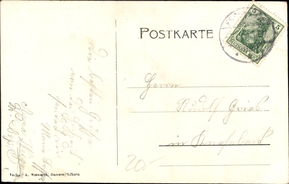 Postcard Essenrode apprenticeship in Lower Saxony, Black Eagle Inn, school, castle, homestead
