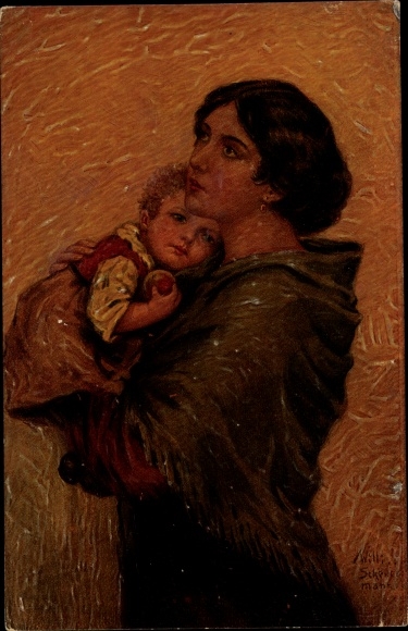Artist PC Scheuermann, Willi, fatherless, mother with child