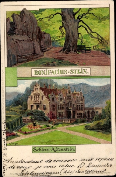 Artysta lito Stagura, Albert, Bad Liebenstein Wartburgkreis, Bonifacius Stein, Zamek Altenstein