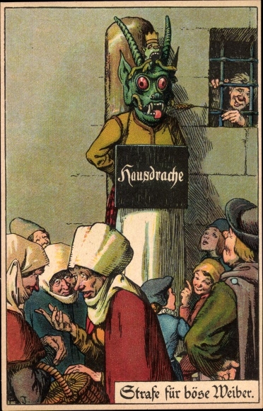 Artysta lito Jodolfi, kara dla złych kobiet, domowy smok, smocza maska, wstydliwy słupek