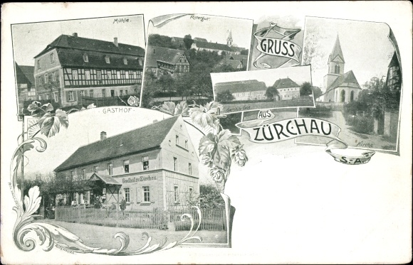 PC Zürchau Nobitz Altenburger Land, church, manor, mill, inn