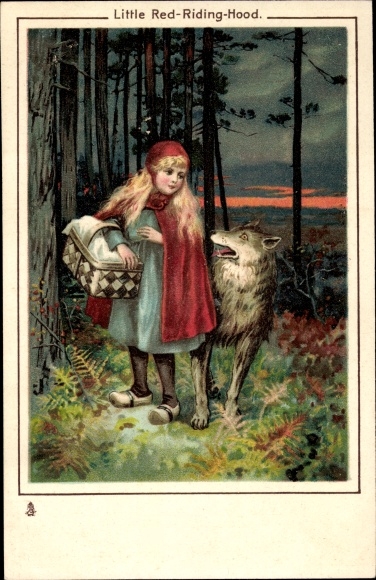 Postcard Fairy Tales, Little Red Riding Hood and the Big Bad Wolf, Brothers Grimm