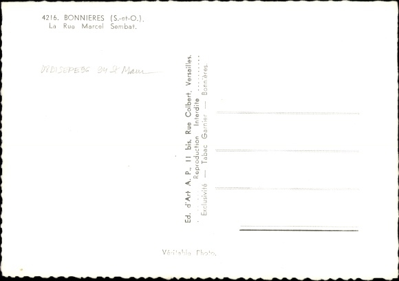 Postcard Bonnieres Yvelines, Rue Marcel Sembat