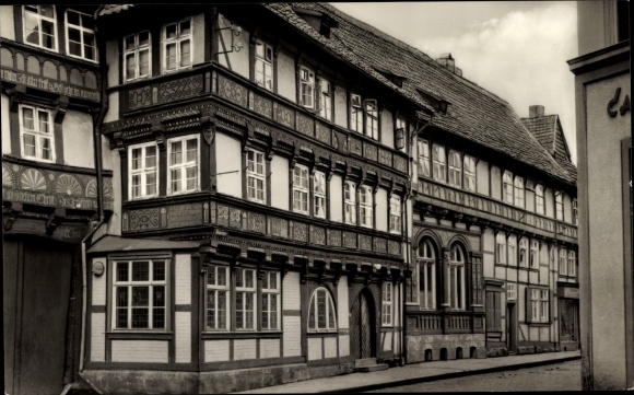 Postcard Osterwieck am Harz, Rosmarinstrasse, half-timbered houses