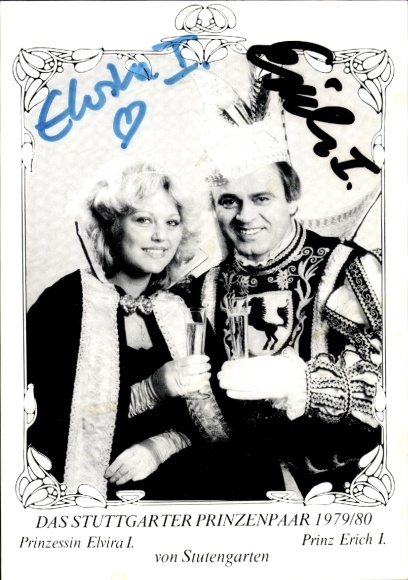 Ak Stuttgarter Prinzenpaar 1979/1980, Prinzessin Elvira I, Prinz Erich I., Autogramme
