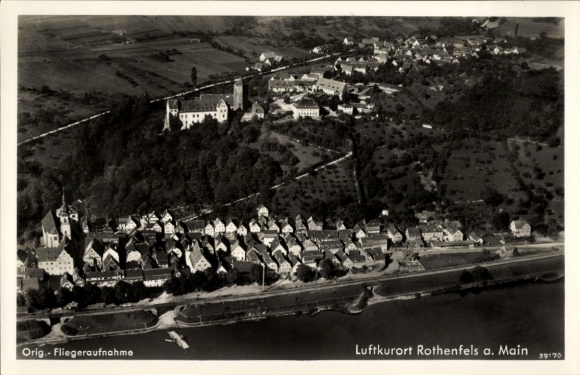 Postcard Rothenfels am Main Lower Franconia, aerial photograph