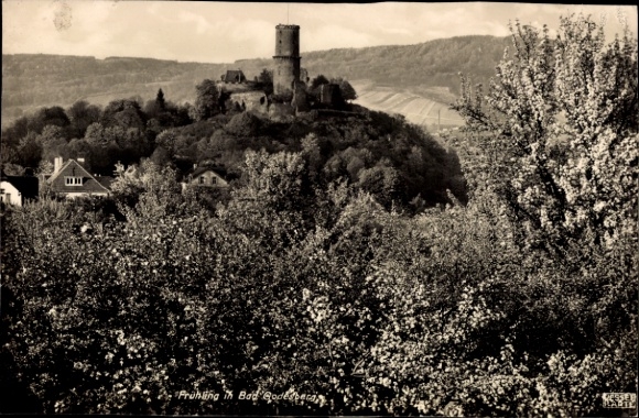 Postcard Bad Godesberg Bonn am Rhein, Godesburg Castle, spring, trees, landscape