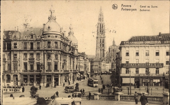 KP Antwerp Flanders, city view Canal au Sucre, buildings, tram