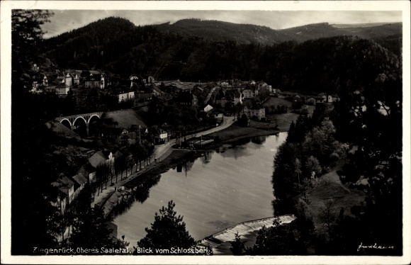 Postcard Ziegenrück am Schiefergebirge Thuringia, Oberes Saaletal, view from the Schlossberg