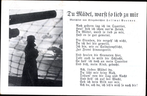 Song Postcard You girl were so nice to me, Hellmut Boerner, Wehrmacht soldier