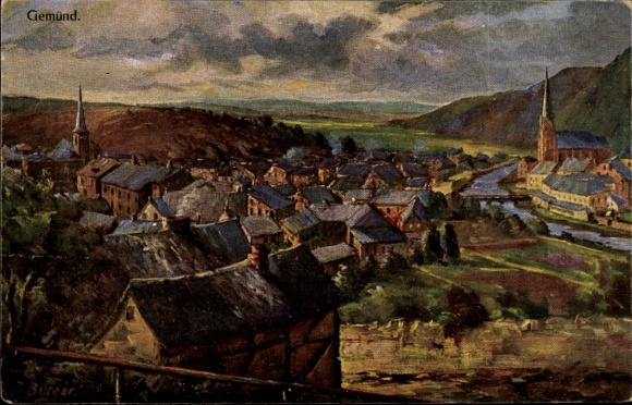 PC Gemünd Schleiden in the Eifel, landscape display, small town, roofs, church, landscape...