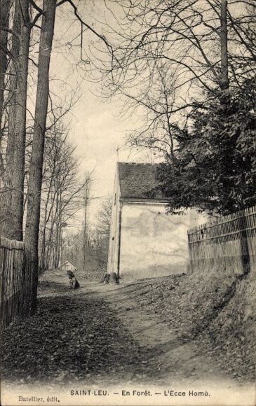 Ansichtkaart Saint-Leu Réunion, kerk in het bos, natuur, bomen, pad, 'Ecce Homo'