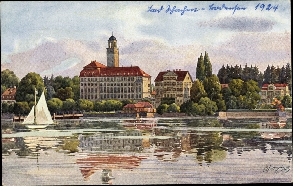 Artist PC Marschall, V., Bad Schachen Lindau on Lake Constance Swabia, water party, sailing boat