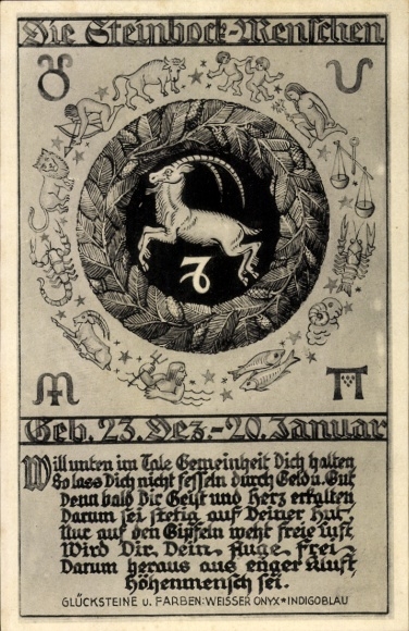 Ak sterrenbeeld Steenbok, Capricornus, 22 december tot 20 januari