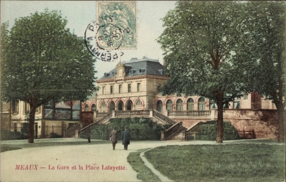 Ak Meaux Seine-et-Marne, Bahnhof, Place Lafayette