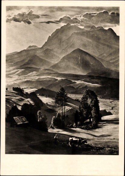 Artist Postcard Frank, Hans, Evening in the Ennstal Mountains, HDK 511, Photo Hoffmann