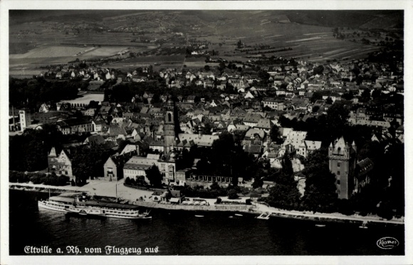 Postcard Eltville am Rhein Hessen, aerial photograph