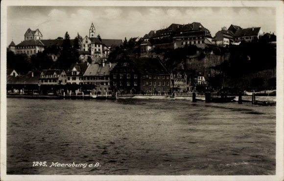 Postcard Meersburg on Lake Constance, historical view of Bodenkirchen, waterfront