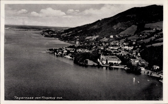 Postcard Tegernsee in Upper Bavaria, aerial photograph