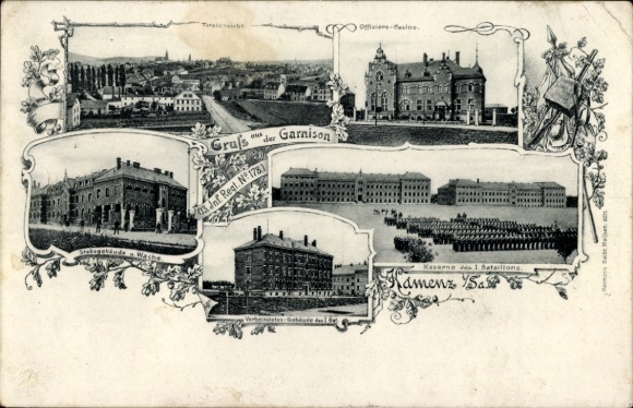 Ak Kamenz im Kreis Bautzen, Garnison, 13. Inf. Regt. No. 178, Kaserne I. Bataillon, Stabsgebäude