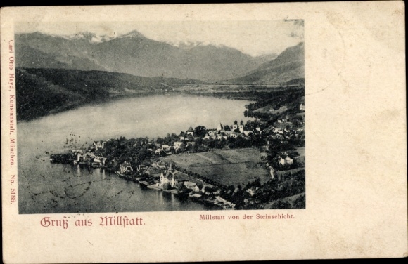 Ak Millstatt am See Kärnten, Millstatt von der Steinschicht, Landschaftsaufnahme, Gruß aus Millst