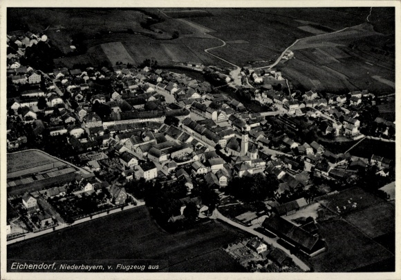 Postcard Eichendorf in Lower Bavaria, aerial photograph