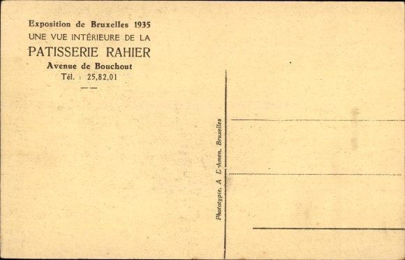 KP Bruxelles Bruksela, Exposition Universelle 1935, Patisserie Rahier, Avenue de Bouchout, wnętrze