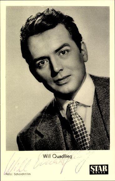 Postcard actor Will Quadflieg, portrait, autograph