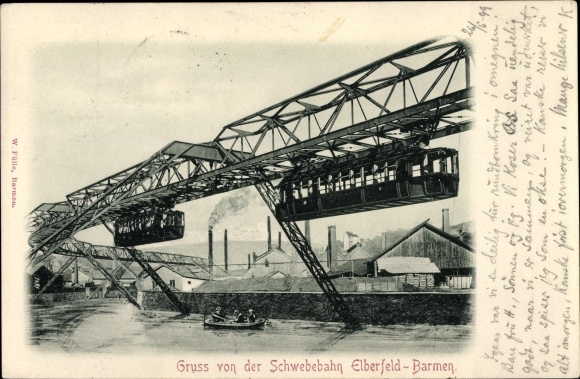 Postcard Wuppertal, suspension railway Elberfeld Barmen