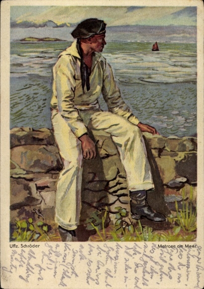 Künstler Ak Schröder, Matrose am Meer, Ausstellung Kunst der Front des Luftgaukommandos VI, II. WK