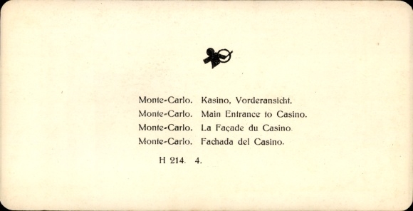 Stereo photo Monte Carlo Monaco, casino, front view