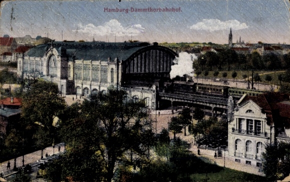 Postcard Hamburg Eimsbüttel Rotherbaum, Dammtorbahnhof