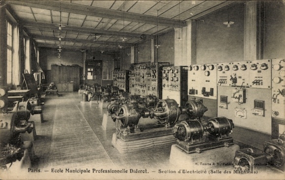 Ansichtkaart Parijs XIX. Buttes Chaumont, gemeentelijke beroepsschool Diderot, afdeling Elektriciteit
