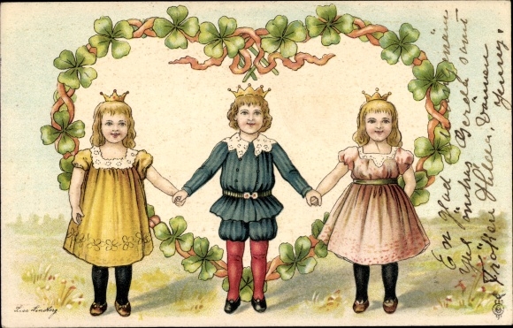 Artist Chromo-Litho Lindberg, Lisa, Children with crowns, shamrocks