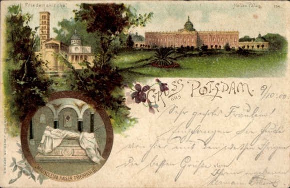 Litho Potsdam, Friedenskirche, Neues Palais, Mausoleum Kaiser Friedrich III