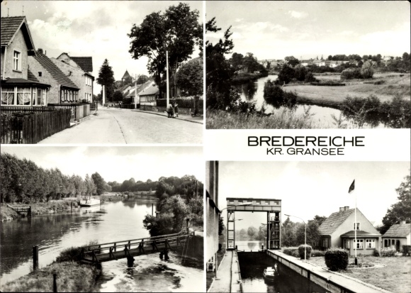 Postcard Bredereich Fürstenberg an der Havel, lock, street section, town view