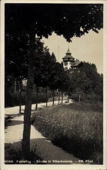 Postcard Feldafing on Lake Starnberg, Upper Bavaria, street in villa colony