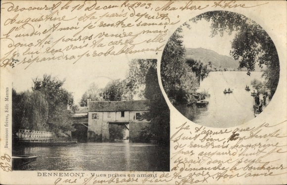 Postcard Dennemont-Yvelines, views upstream
