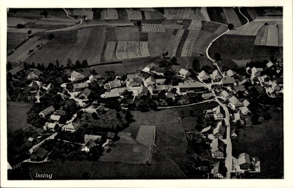 Postcard Issing Vilgertshofen in Upper Bavaria, aerial photograph