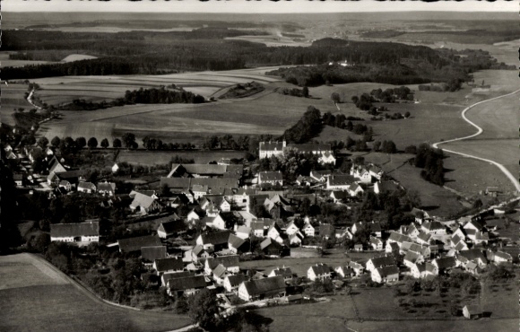 Postcard Gutenzell Hürbel Upper Swabia Württemberg, aerial photograph