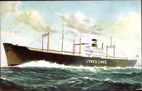 Ak Steamship of the Lykes Lines, vrachtschip op zee