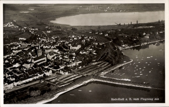 Postcard Radolfzell am Bodensee, aerial photograph