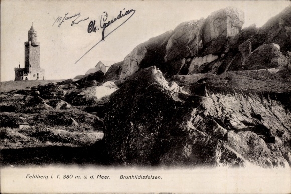 Postcard FLiederreifenberg Schmitten im Taunus, Großer Feldberg, Brunhildisfelsen, Tower